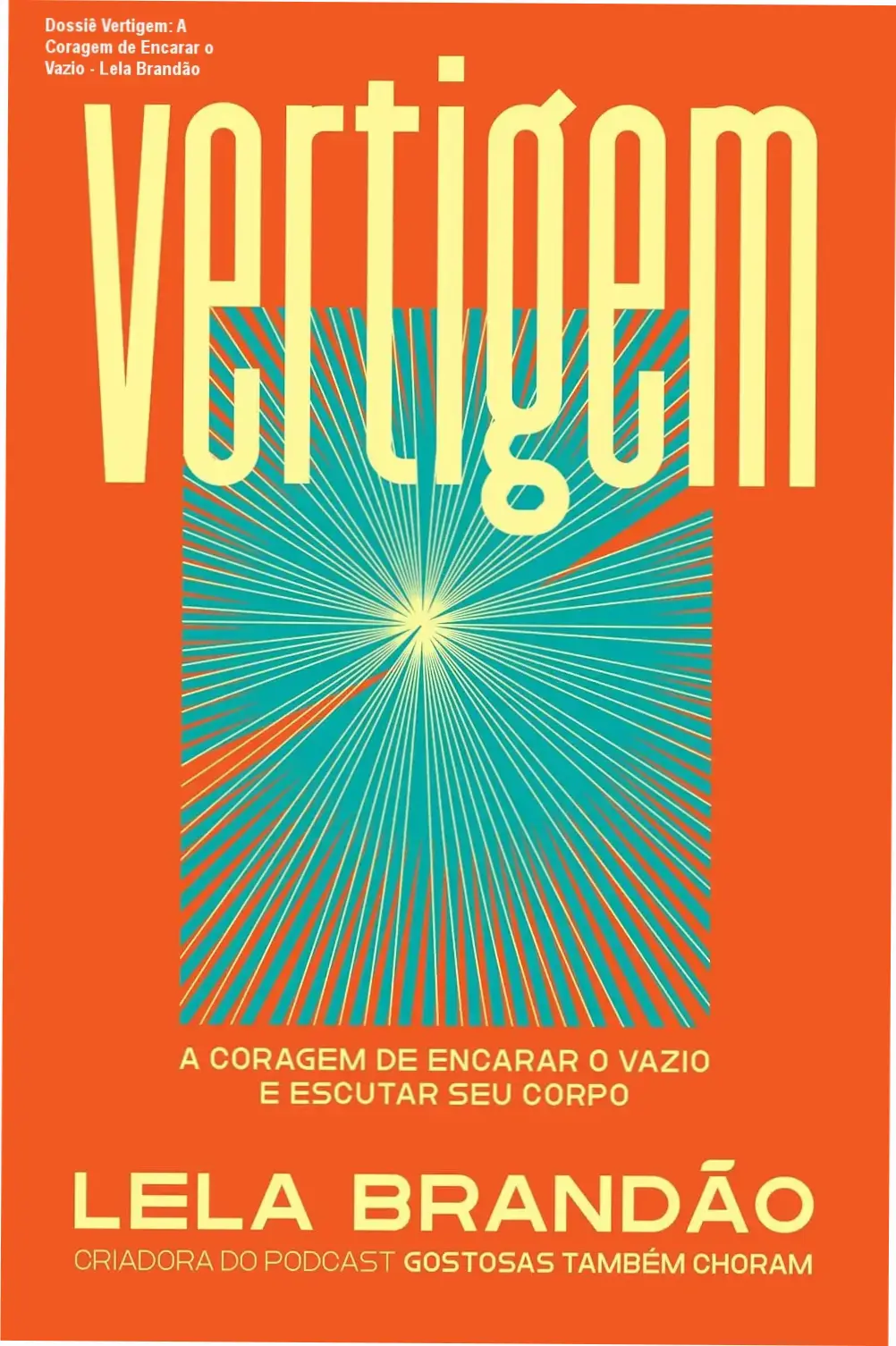 Capa do livro Vertigem de Lela Brandão sobre reconexão corporal e saúde mental