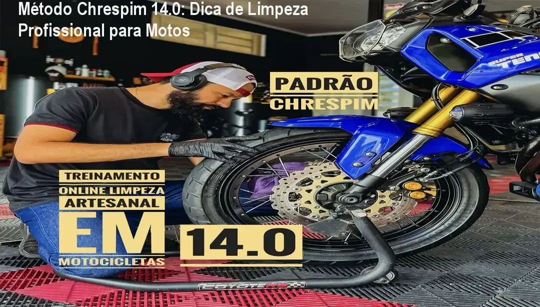 metodo chrespim 14 limpeza artesanal de motos Método Chrespim 14.0: Dica de Limpeza Profissional para Motos Ilustração mostrando o método de limpeza artesanal de motos com técnicas de proteção e valorização estética