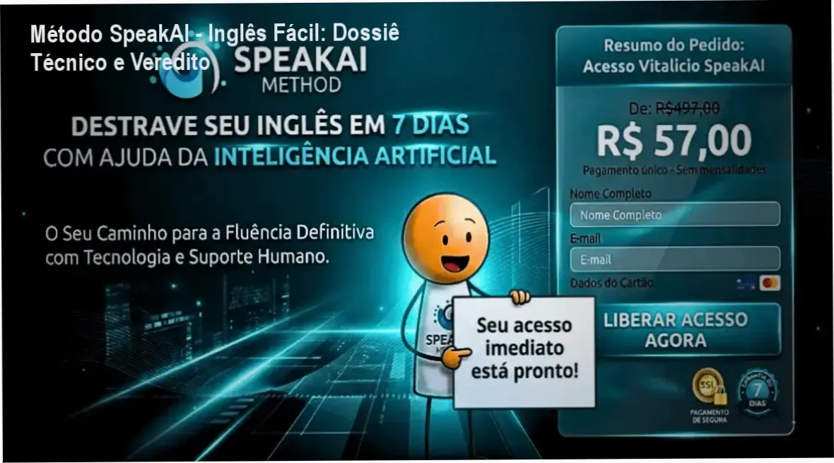 Interface do curso Método SpeakAI - Inglês Fácil focado em conversação rápida