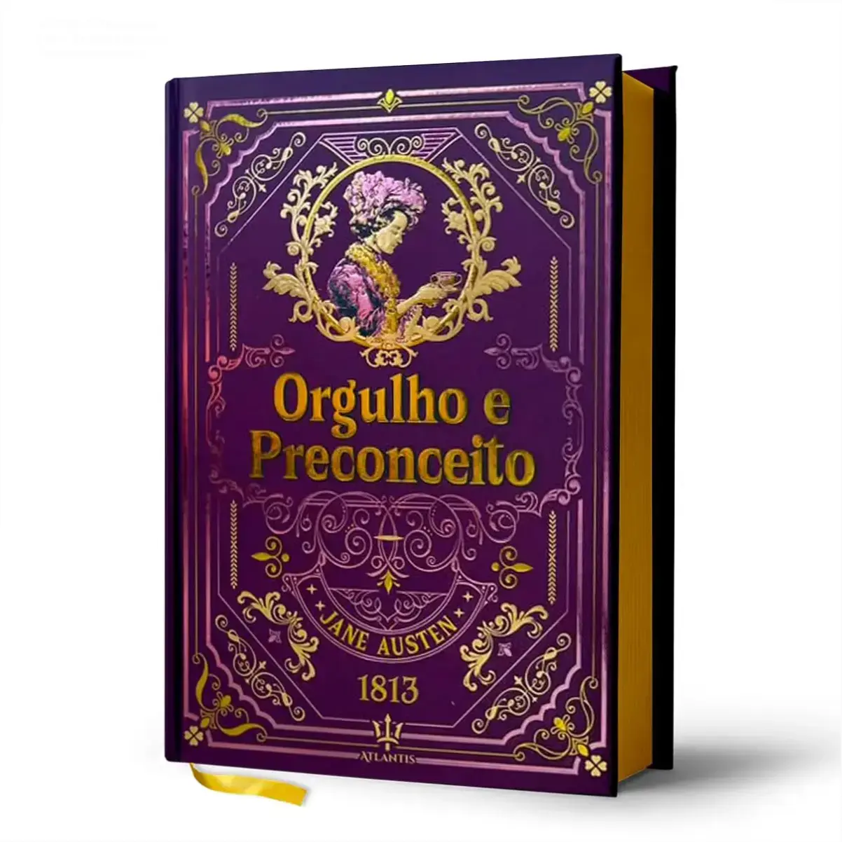 orgulho preconceito luxo capa dura atlantis classicos ouro Orgulho e Preconceito Luxo: Análise da Edição Capa Dura Premium Capa dura da edição luxo Orgulho e Preconceito Jane Austen Coleção Clássicos de Ouro Atlantis com hot stamping dourado