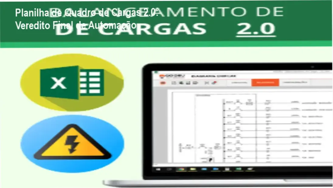 Interface da Planilha de Quadro de Cargas 2.0 automatizando cálculos elétricos no Excel