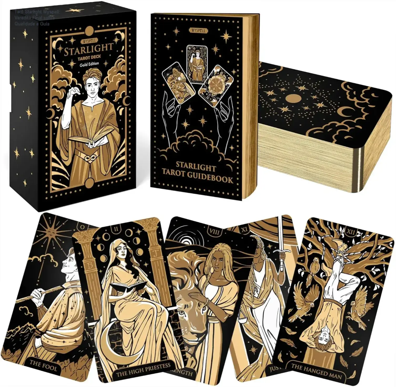 Tarô Starlight Wyspell: visão interna do baralho e livro guia