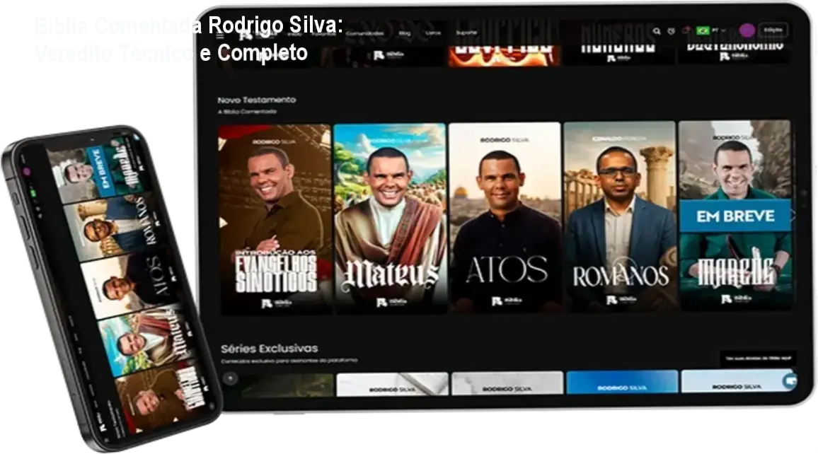 biblia comentada rodrigo silva analise tecnica Bíblia Comentada Rodrigo Silva: Veredito Técnico e Completo Interface da plataforma Bíblia Comentada de Rodrigo Silva destacando ferramentas de IA e arqueologia