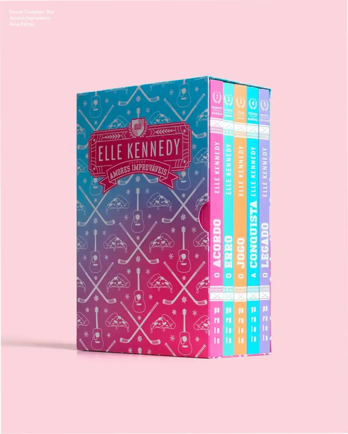 Box Amores Improváveis de Elle Kennedy: visão interna das capas e acabamento