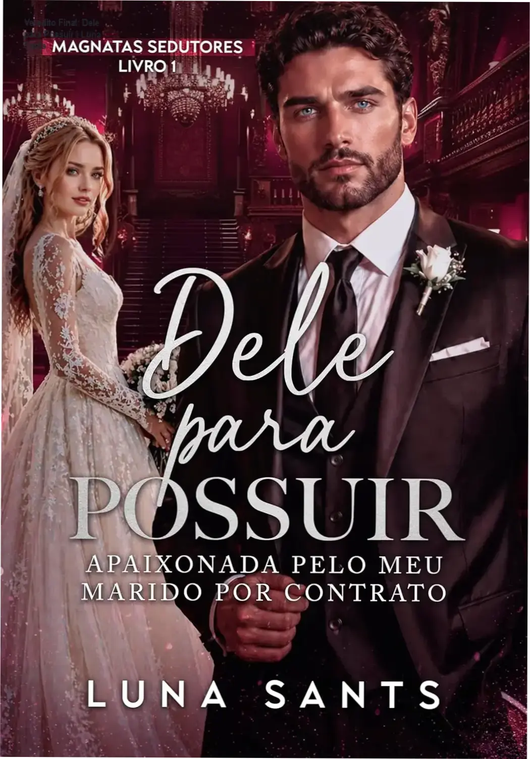 Capa do livro Dele para Possuir de Luna Sants evidenciando o romance entre magnata e esposa por contrato