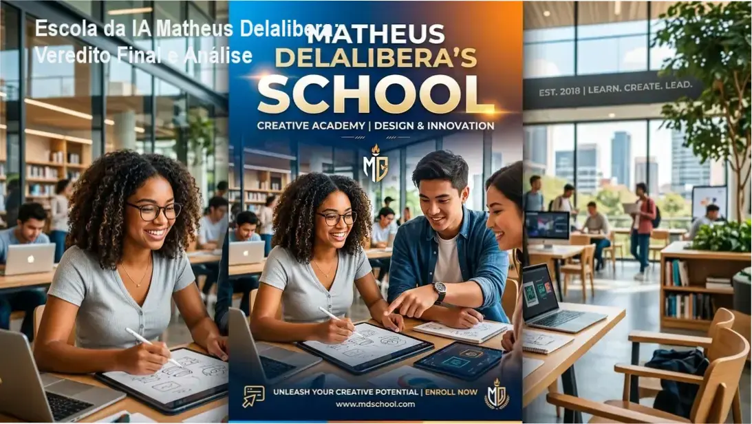 Interface do curso Escola da IA de Matheus Delalibera focada em criação de vídeos virais