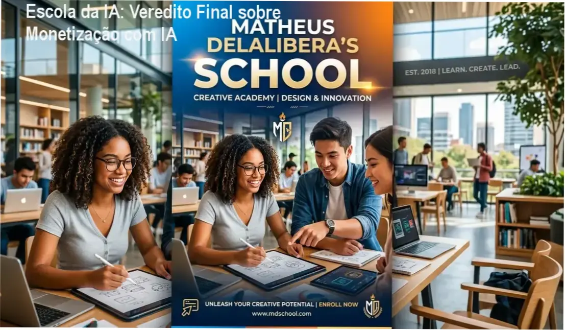 Interface do curso Escola da IA de Matheus Delalibera focada em criação de vídeos com inteligência artificial