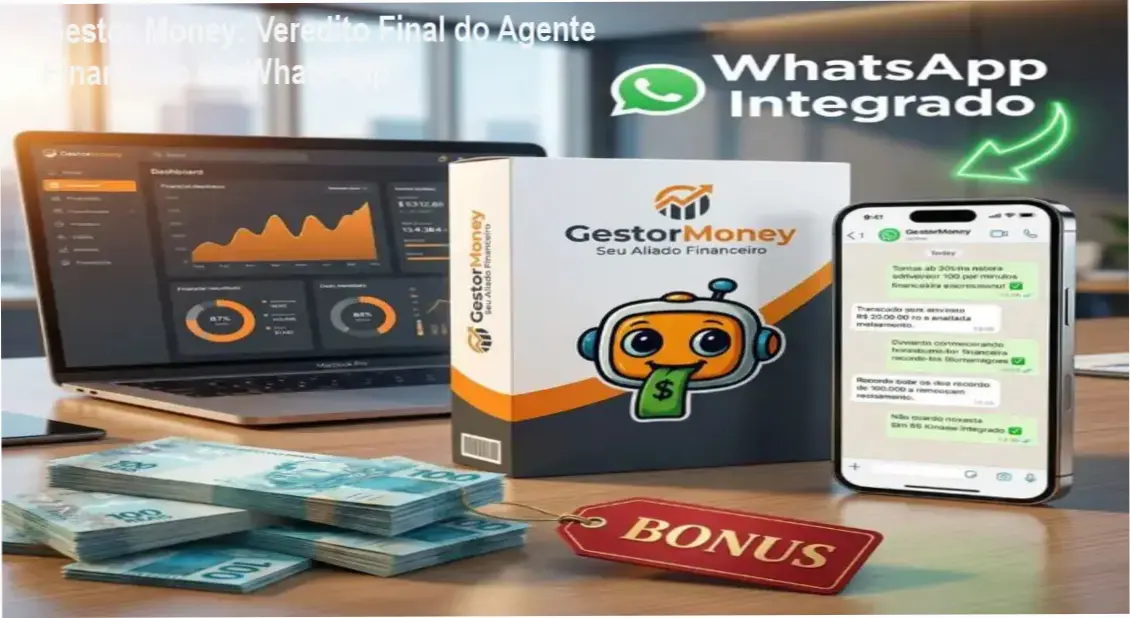 gestor money assistente financeiro whatsapp Gestor Money: Veredito Final do Agente Financeiro via WhatsApp Interface do Gestor Money demonstrando o controle de despesas via WhatsApp e painel visual de gráficos