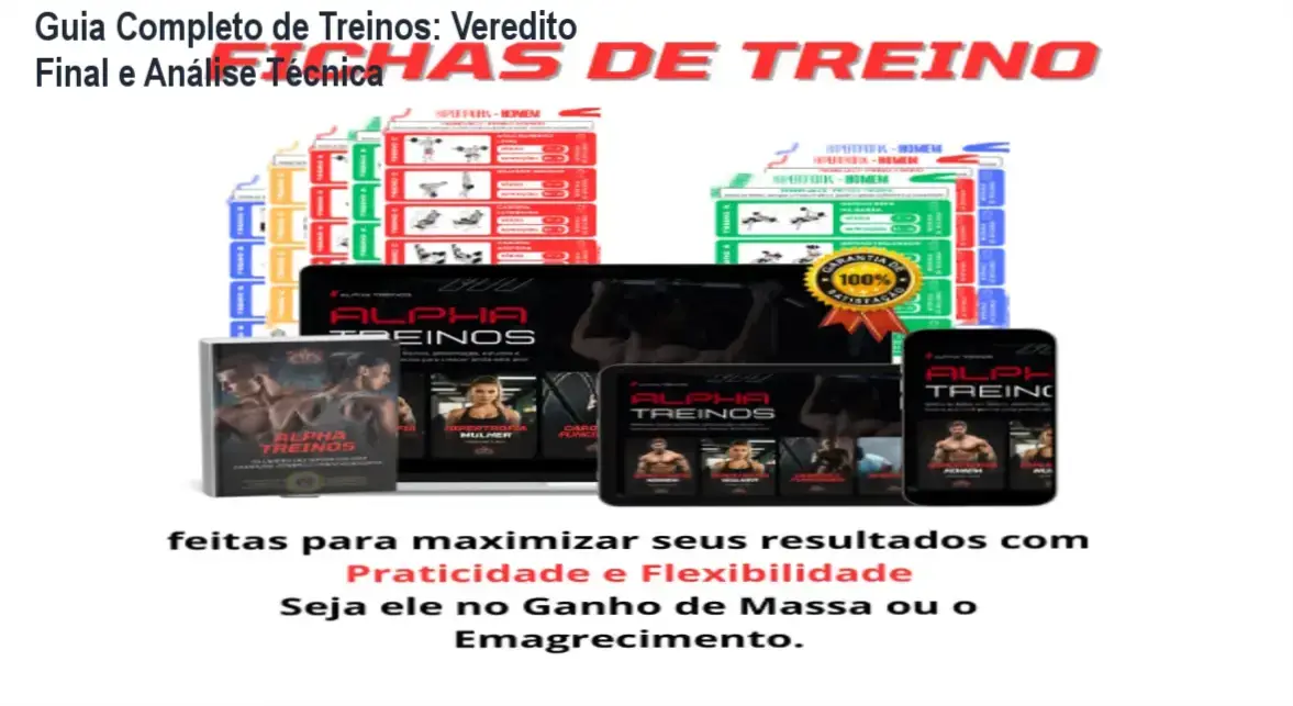 Tela do Guia Completo de Treinos exibindo exercícios com GIFs e vídeos explicativos