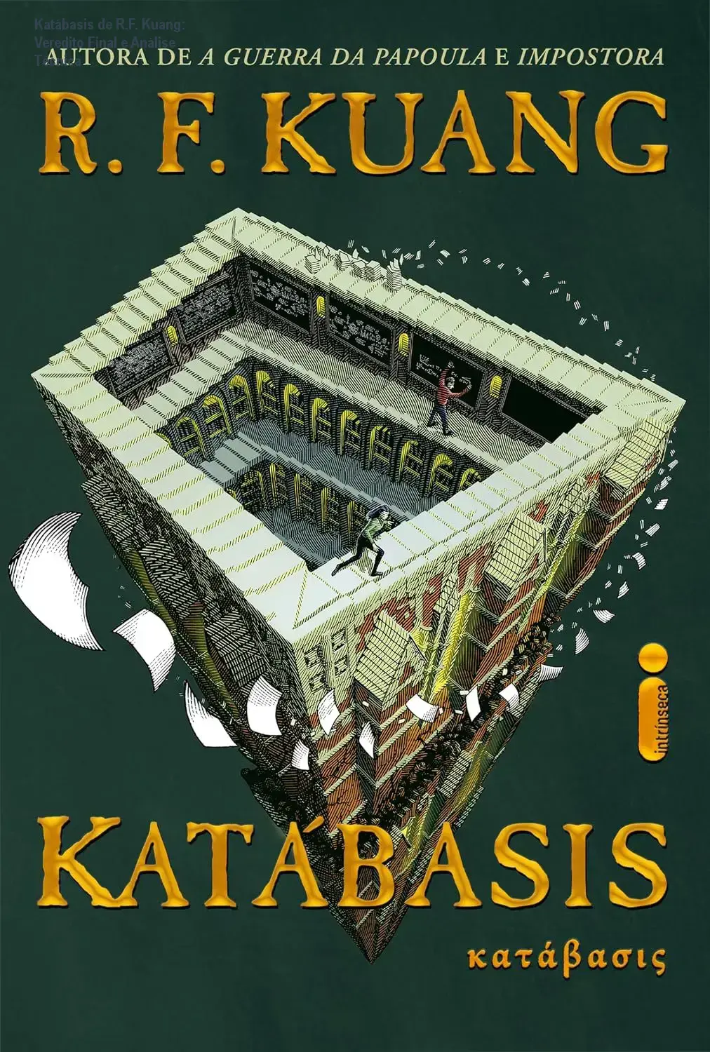 Capa do livro Katábasis de R.F. Kuang destacando a estética Dark Academia