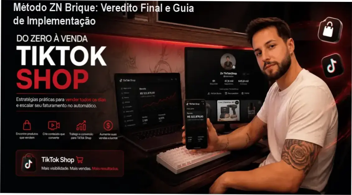 metodo zn brique tiktok afiliado estrategia Método ZN Brique: Veredito Final e Guia de Implementação Interface do curso Método ZN Brique com foco em estratégias de vendas orgânicas no TikTok