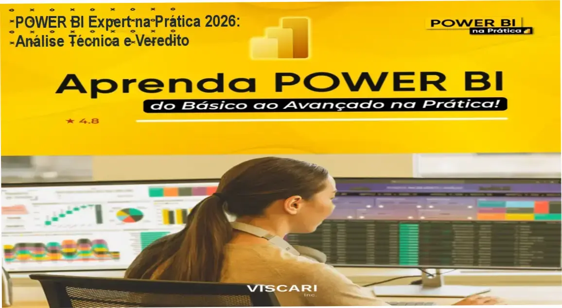 Interface do curso POWER BI Expert na Prática 2026 exibindo dashboards corporativos dinâmicos