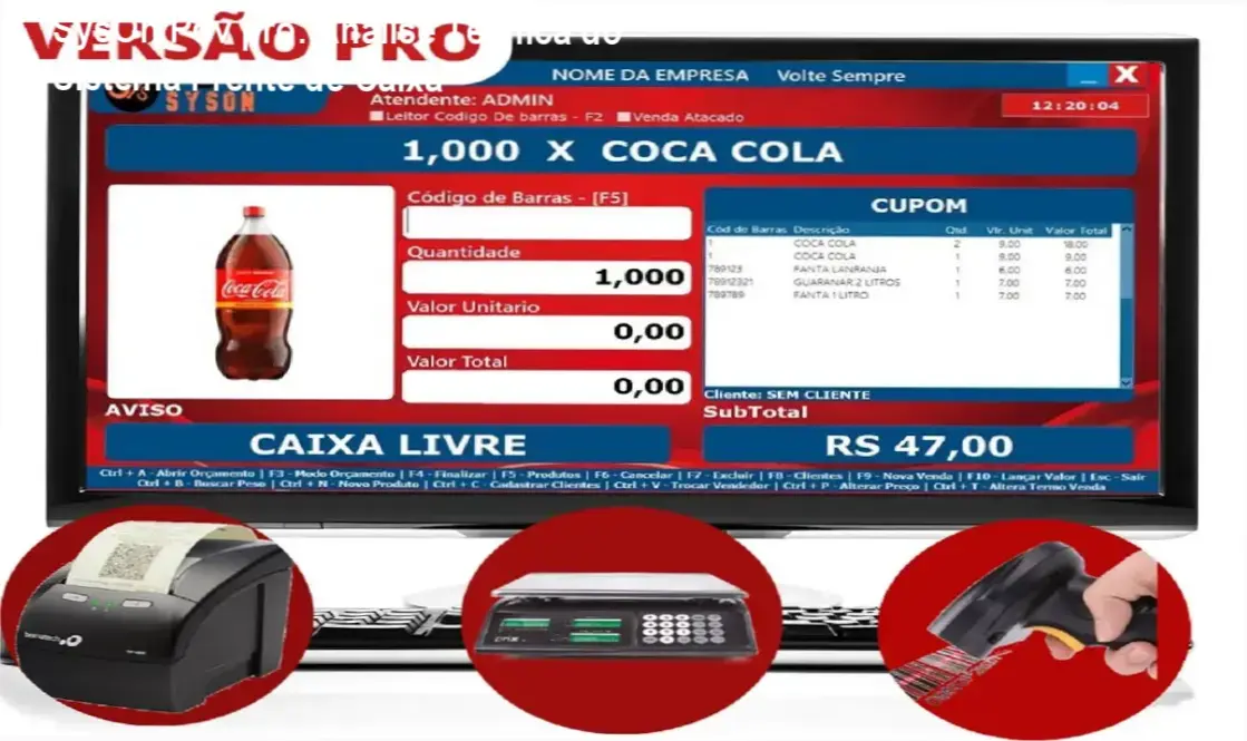 syson pdv pro sistema vendas moderno SysOn Pdv pro: Análise Técnica do Sistema Frente de Caixa Interface do sistema SysOn Pdv pro operando em um ponto de venda moderno