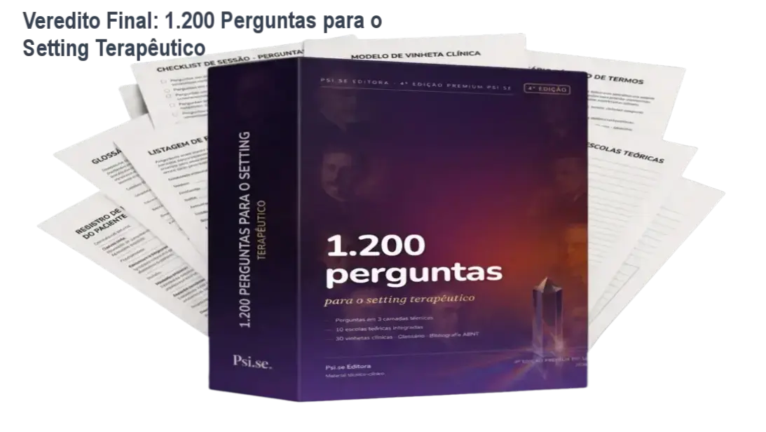 analise tecnica 1200 perguntas setting terapeutico Veredito Final: 1.200 Perguntas para o Setting Terapêutico Capa do manual 1.200 Perguntas para o Setting Terapêutico com foco em repertório clínico para psicólogos