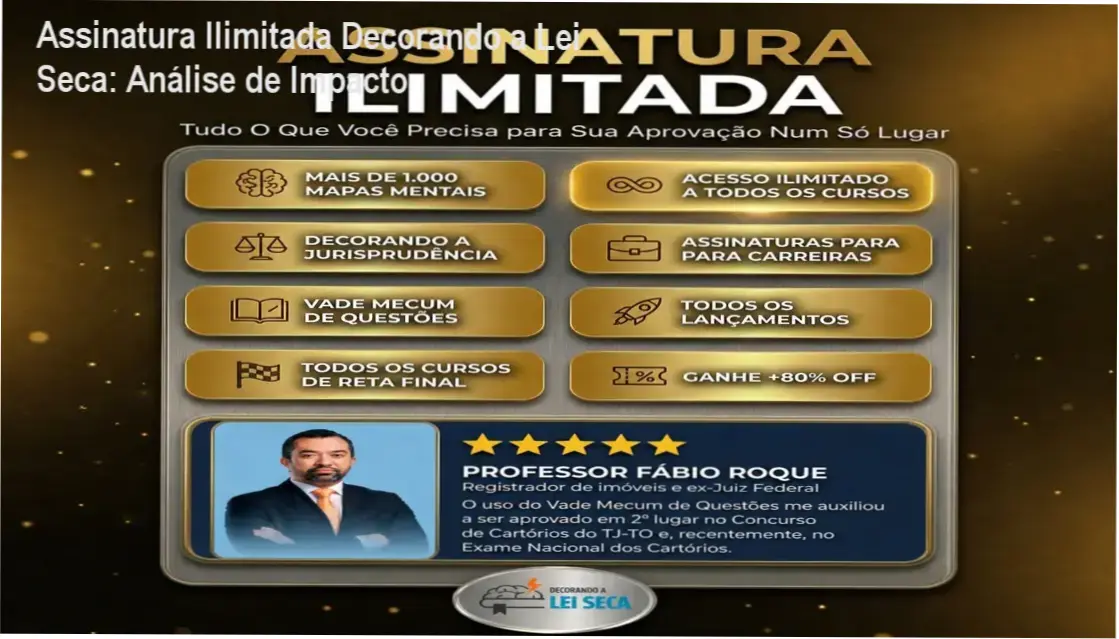 assinatura ilimitada decorando a lei seca estudo juridico Assinatura Ilimitada Decorando a Lei Seca: Análise de Impacto Plataforma da Assinatura Ilimitada Decorando a Lei Seca com ferramentas de memorização jurídica