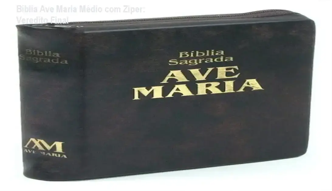 Bíblia Sagrada Ave Maria marrom com fechamento em zíper e índices laterais