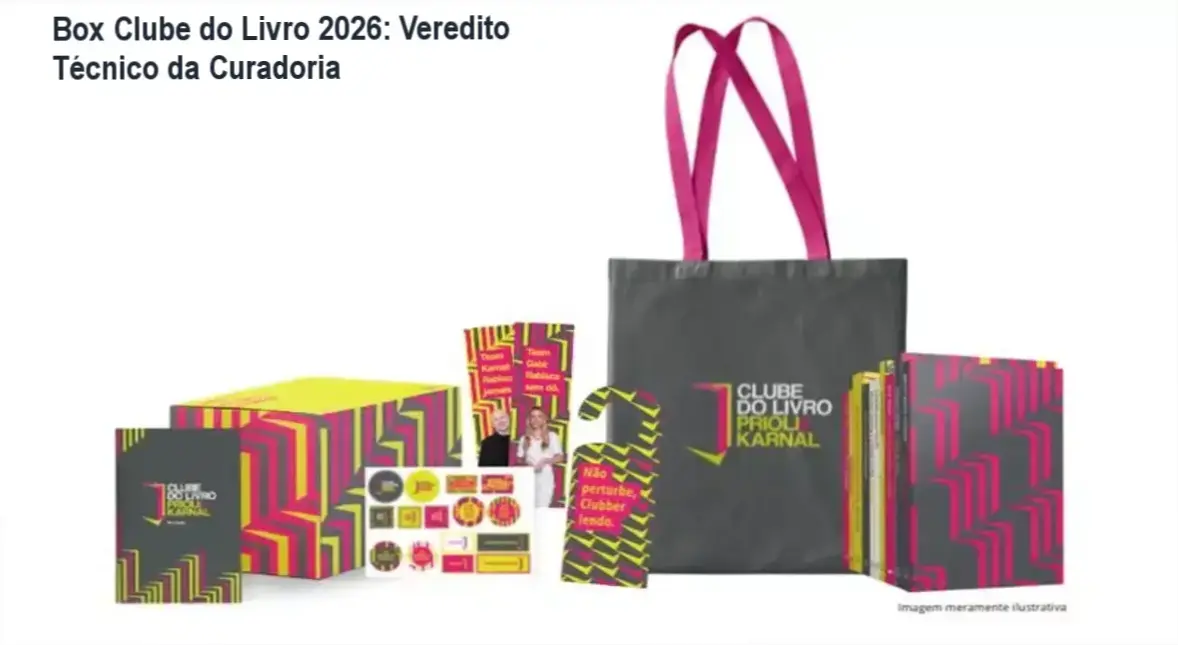 Box Clube do Livro 2026 com obras selecionadas por Gabriela Prioli e Leandro Karnal