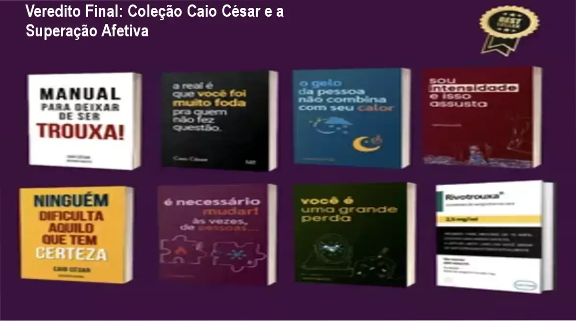 Capa da coleção de 8 livros de Caio César focada em inteligência emocional e superação