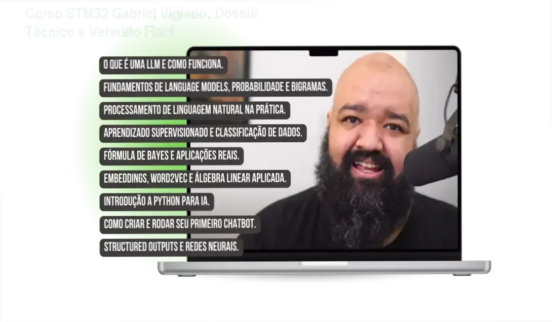 Interface do Curso de STM32 de Gabriel Vigiano com módulos de programação industrial