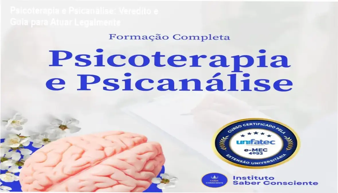 Certificado de Psicoterapia e Psicanálise Clínica do Instituto Saber Consciente com foco em atuação legal