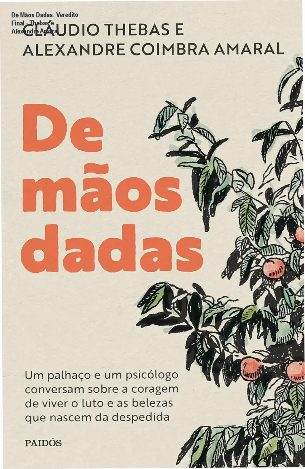 livro de maos dadas claudio thebas alexandre amaral De Mãos Dadas: Veredito Final - Thebas e Alexandre Amaral Capa do livro De Mãos Dadas de Claudio Thebas e Alexandre Coimbra Amaral sobre a superação do luto