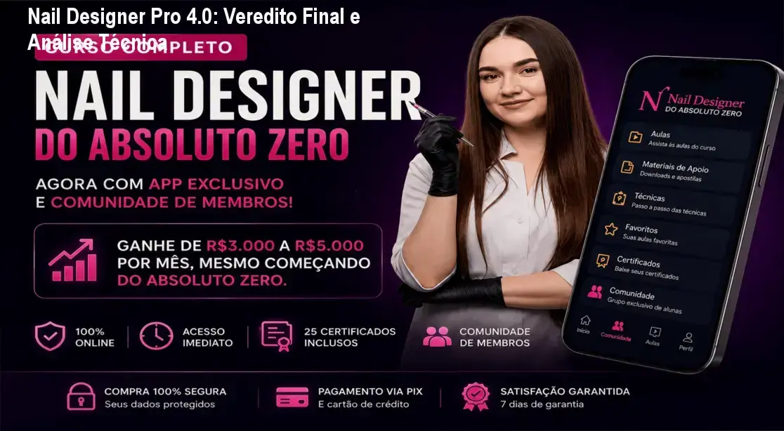 nail designer pro 4 formacao profissional unhas Nail Designer Pro 4.0: Veredito Final e Análise Técnica Interface do curso Nail Designer Pro 4.0 com técnicas de alongamento em gel e fibra de vidro